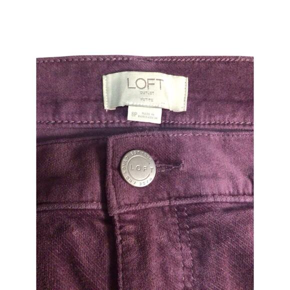 Loft High Rise Skinny Pants Womens 8P Purple Velvet Velour Pockets Stretch Soft - Picture 4 of 9